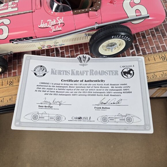 Carousel 1 1955 Indy 500 Winner Sweikert Kurtis Kraft Race Car Pink 4501 1/18 - Picture 7 of 11